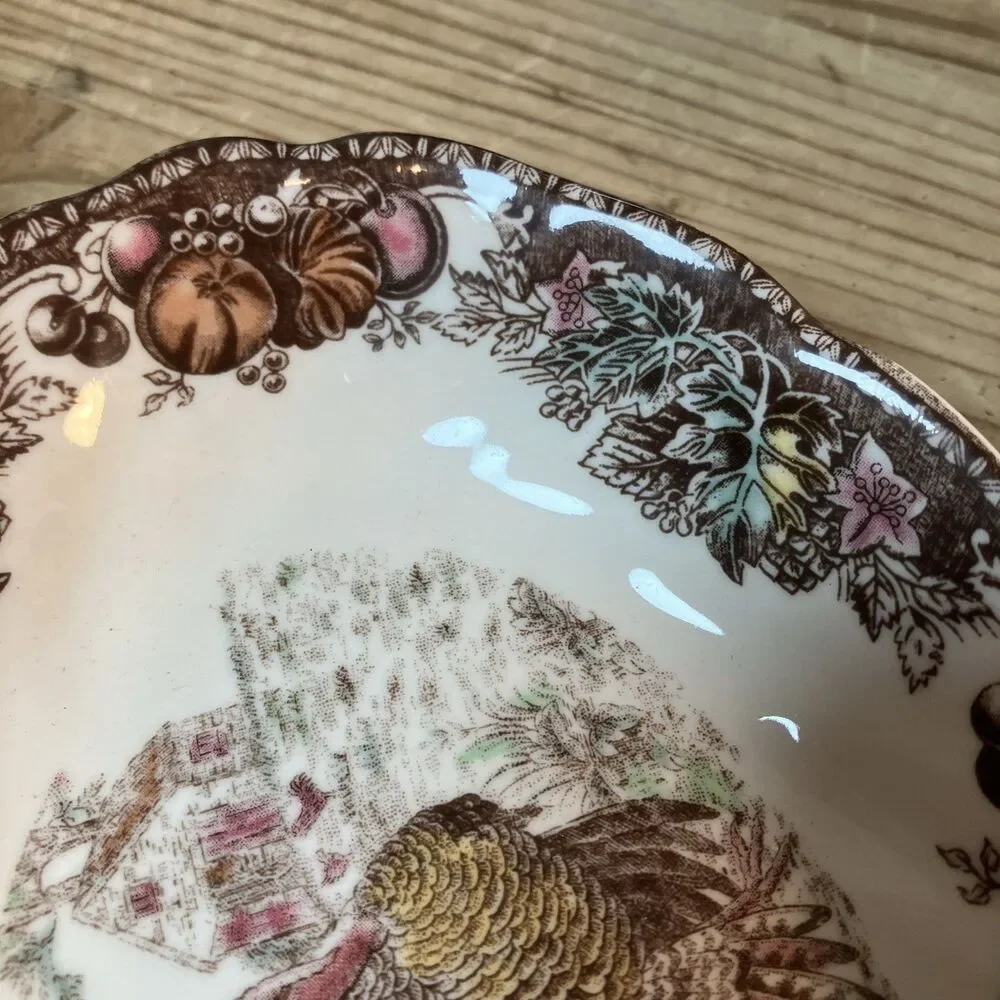 Johnson Brothers Autumn monarch Turkey Gravy Boat Sauce bowl w/plate NWT Sticker